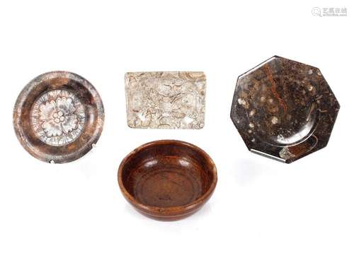 An early jasper stoneware bowl; and three various stoneware ...