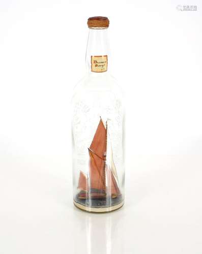 An early 20th Century Thames barge in a bottle ornament, 43c...