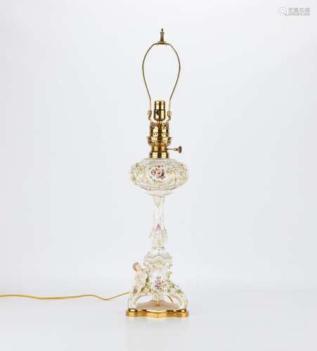 German Dresden Style Porcelain Lamp