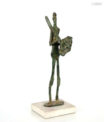 After Alberto Giacometti, bronze study of a warrior, 38cm hi...