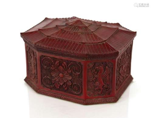 A 19th Century possibly Anglo / Chinese cinnabar lacquered b...