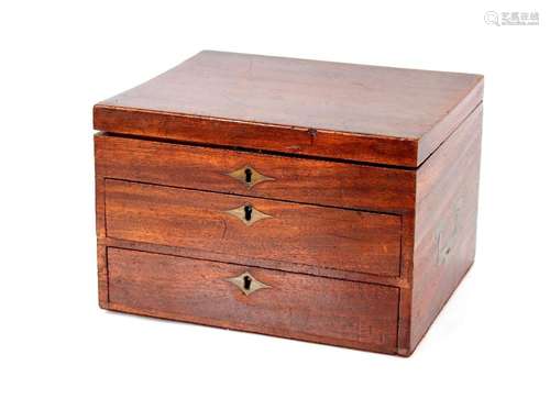 A Georgian mahogany writing box, fitted sunken brass carryin...