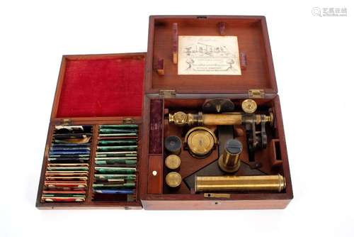 A Victorian mahogany cased microscope, by Abraham & Danc...