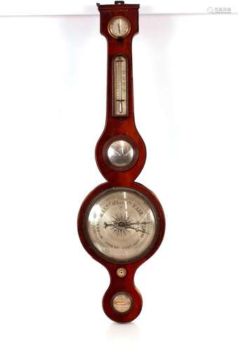 A 19th Century mahogany and box wood strung banjo barometer ...