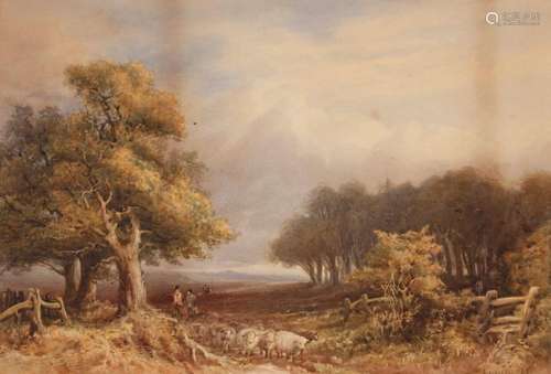 A. Marlow, pastoral landscape depicting shepherd and sheep, ...