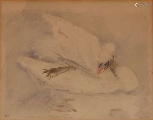 Philip Connard R.A., 1873 - 1951, "Preening Swan" ...