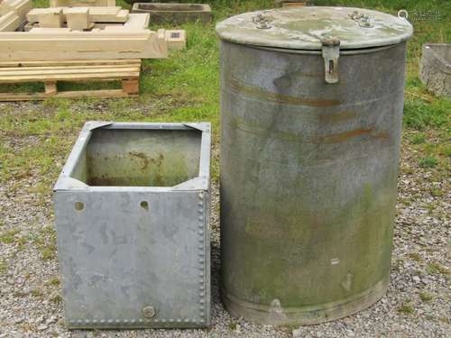 A small galvanised steel water tank of rectangular form with...