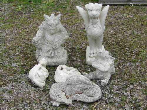 A composition stone garden ornament in the form of a mythica...