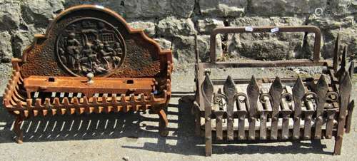 Three small vintage cast iron fire baskets of varying design...