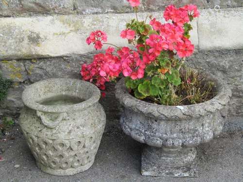 A small good quality weathered cast composition stone garden...