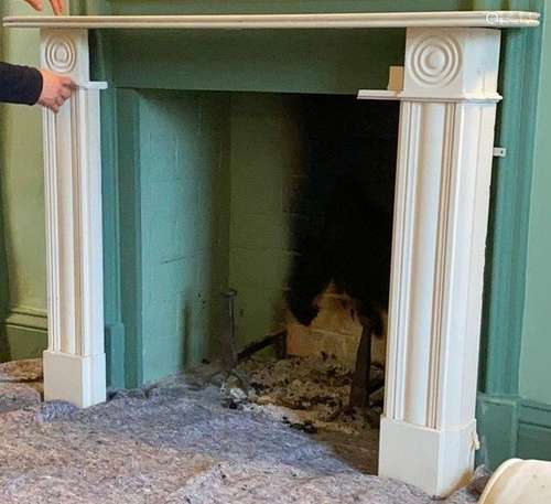 A Regency white marble fire place, of simple design, lacks m...