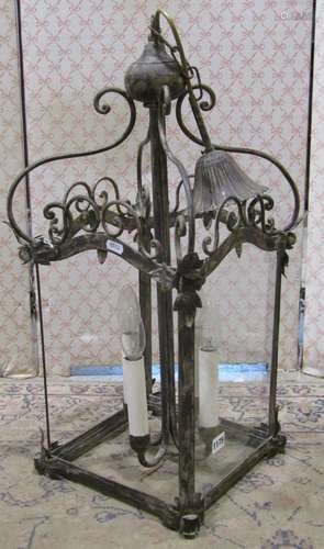 A contemporary reproduction hanging hall lantern, the cast m...