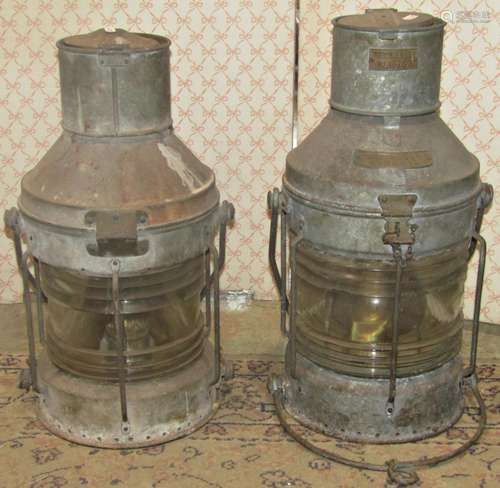 Two galvanised marine lanterns by Meteorite, Anchor and Not ...