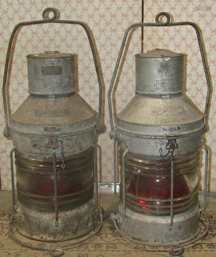 Two galvanised marine lanterns, both Not Under Command by Me...