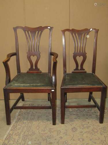 A set of eight (6&2) Edwardian mahogany dining chairs in...