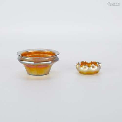 2 Louis Comfort Tiffany Favrile Glass Dishes