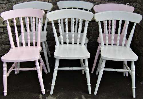 A harlequin set of six contemporary Windsor style spindlebac...