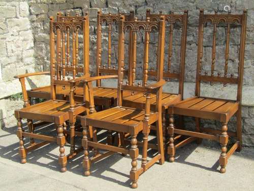 A set of six (4&2) Ercol Colonial high back dining chair...