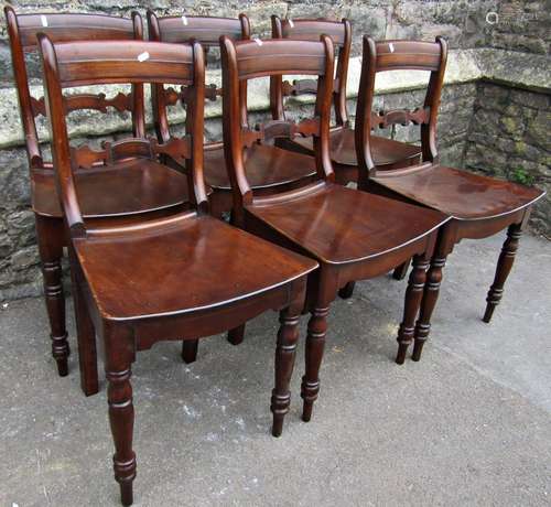 A set of six mahogany north country dining chairs with shape...