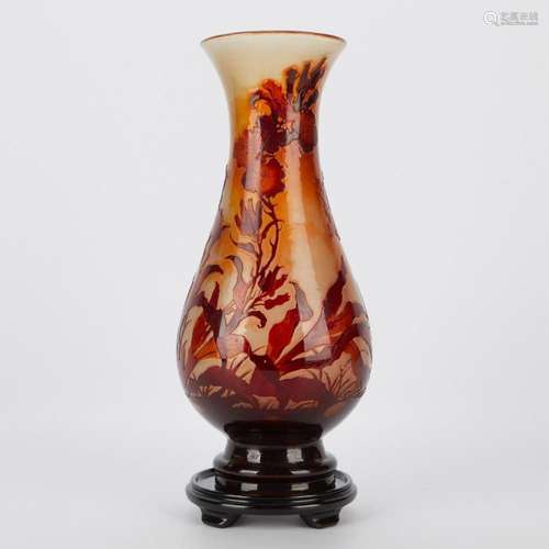 Large Galle Cameo Glass Vase