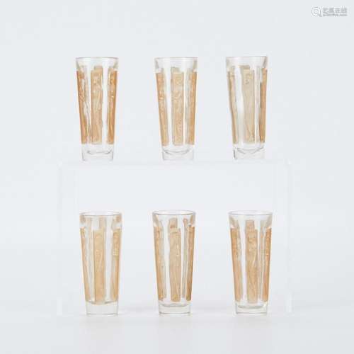 Boxed Set of 6 Lalique "6 Figurines" Glasses