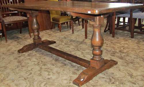 An old English style oak refectory table, the rectangular to...