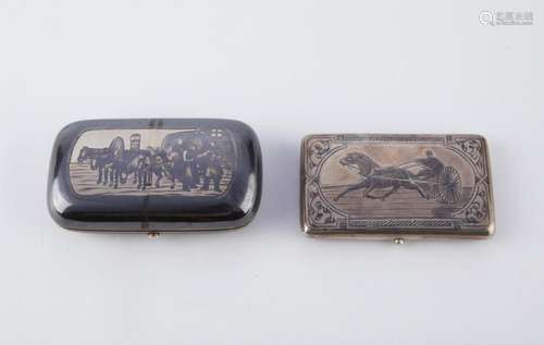 Grp: 2 Russian Silver Niello Cases 19th c.