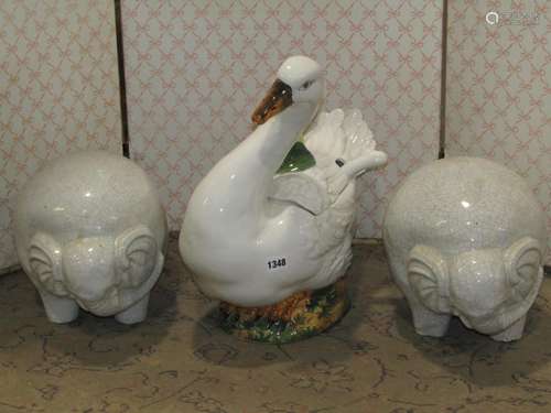 An Italian ceramic tureen in the form of a goose complete wi...