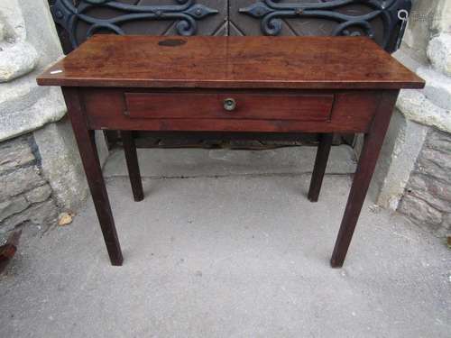 A Georgian mahogany side table with single drop leaf and fri...