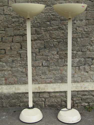 A pair of vintage Thorn EMI floorstanding cream painted cast...