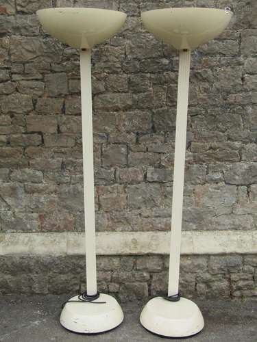 A pair of vintage Thorn EMI floorstanding cream painted cast...