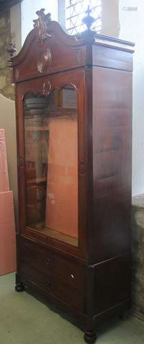 19th century mahogany display cabinet with carved and moulde...