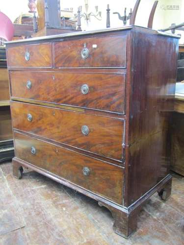 19th century mahogany and oak lined chest of three long and ...