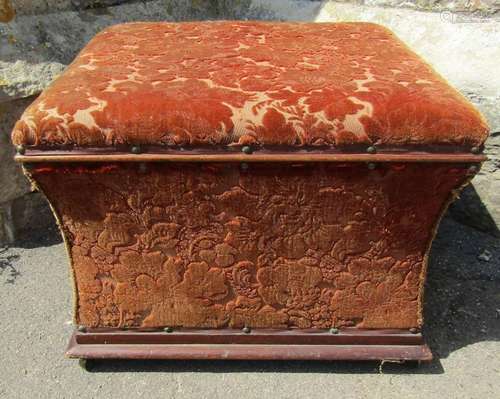 Victorian sarcophagus shaped upholstered box stool / ottoman...