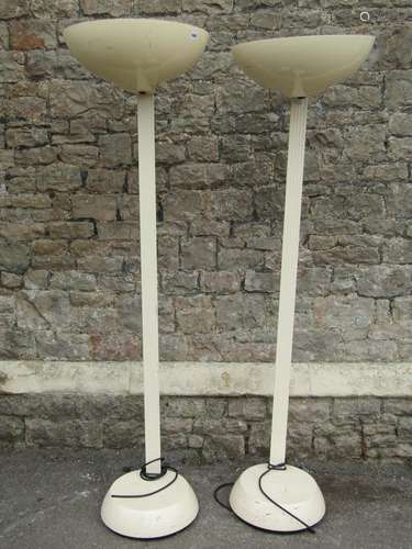 A pair of vintage Thorn EMI floorstanding cream painted cast...