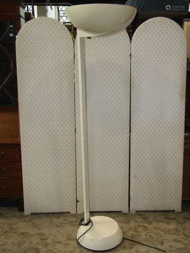 A Thorn EMI floorstanding cream painted metal uplighter, wit...