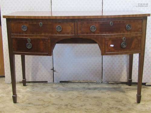 A reproduction Georgian style mahogany bowfronted kneehole s...