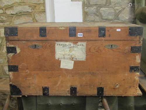 a 19th century pine chest with re-enforced steel fittings, t...