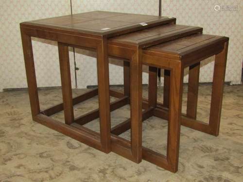 A nest of three graduated G-Plan oak occasional table, with ...