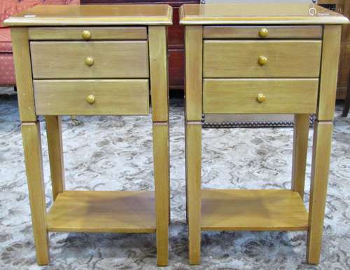 A pair of contemporary two drawer lamp tables with brushing ...