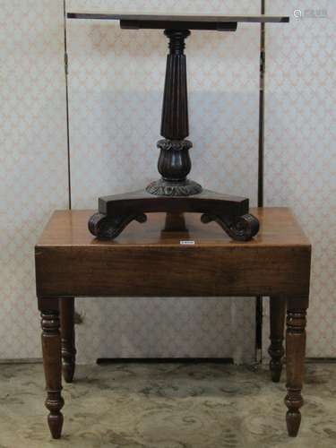 A 19th century mahogany bidet with loose box lid raised on r...