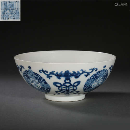 CHINESE QING DYNASTY DAO GUANG BLUE AND WHITE BOWL