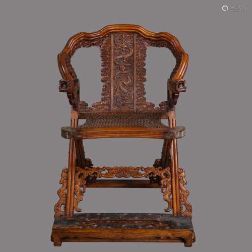 CHINESE QING DYNASTY HUANGHUA ROSEWOOD THRONE