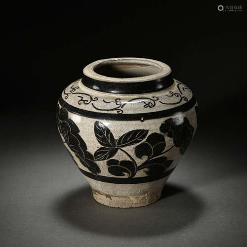 CHINESE SONG DYNASTY CIZHOU WARE WHITE BACKGROUND BLACK FLOW...