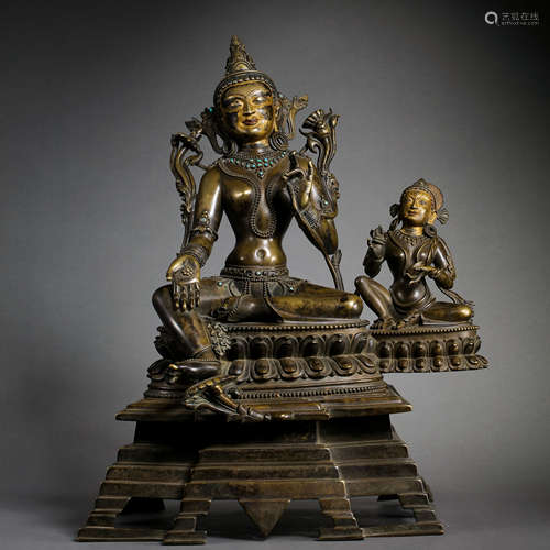 CHINESE MING DYNASTY ALLOY BRONZE BUDDHA SEATED STATUE