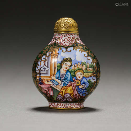 CHINESE QINGQIANLONG PERIOD ENAMEL COLOR SNUFF BOTTLE