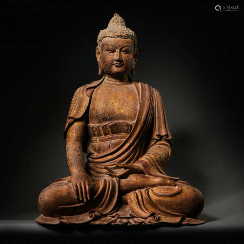 CHINESE MING DYNASTY WOODEN SEATED BUDDHA