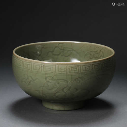 CHINESE NORTHERN SONG DYNASTY YAOZHOU WARE GREEN GLAZE CARVE...