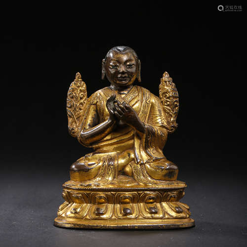 BRONZE GILDED BUDDHA STATUE, QING DYNASTY, CHINA