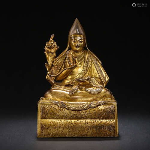 BRONZE GILDED BUDDHA STATUE, QING DYNASTY, CHINA